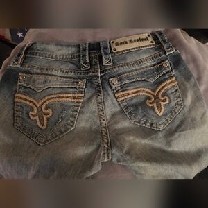 Rock Revival Distressed Med Wash Capri Jeans - Size 25